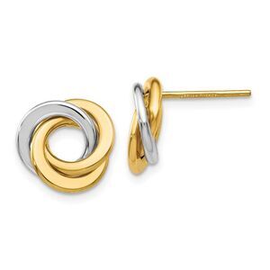 11mm Two Tone Love Knots Post Earrings in 14k Gold
